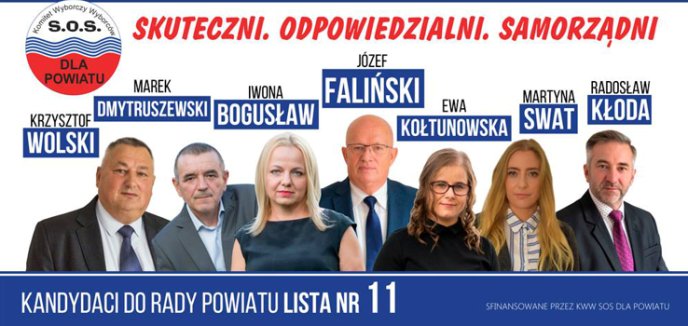 Komitet Wyborczy Wyborców S.O.S. dla Powiatu przedstawia kandydatów na Radnych do Rady Powiatu Myśliborskiego.